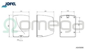 Podajalnik papirnatih brisač FUTURA centralni izvlek Maxi 205 mm INOX saten AG45000 shema